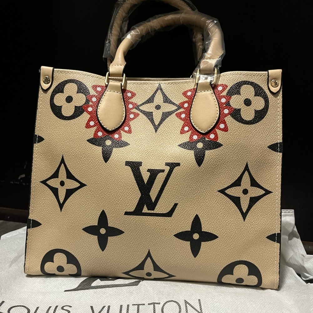 Louis Vuitton Cream and Black Monogram Tote